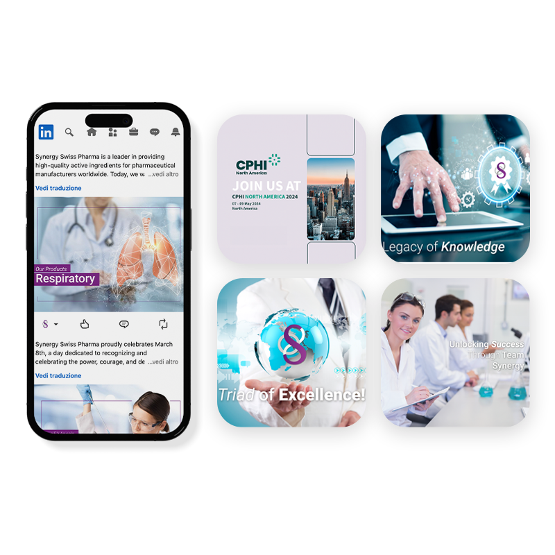 Gestione LinkedIn. Cliente Synergy Pharma, Mendrisio, Svizzera